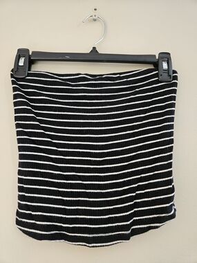 American Eagle Soft & Sexy Black & White Striped Ribbed Tube Top